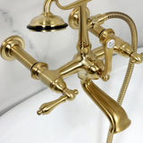 Vintage Three-Handle 2-Hole Tub Wall Mount Clawfoot Tub Faucet with Hand Shower