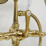 Vintage Three-Handle 2-Hole Tub Wall Mount Clawfoot Tub Faucet with Hand Shower