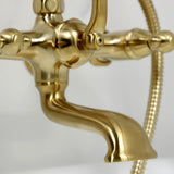 Vintage Three-Handle 2-Hole Tub Wall Mount Clawfoot Tub Faucet with Hand Shower