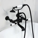 Vintage Three-Handle 2-Hole Tub Wall Mount Clawfoot Tub Faucet with Hand Shower