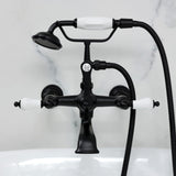 Vintage Three-Handle 2-Hole Tub Wall Mount Clawfoot Tub Faucet with Hand Shower