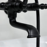 Vintage Three-Handle 2-Hole Tub Wall Mount Clawfoot Tub Faucet with Hand Shower