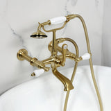 Vintage Three-Handle 2-Hole Tub Wall Mount Clawfoot Tub Faucet with Hand Shower