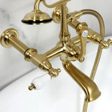 Vintage Three-Handle 2-Hole Tub Wall Mount Clawfoot Tub Faucet with Hand Shower