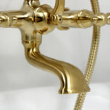 Vintage Three-Handle 2-Hole Tub Wall Mount Clawfoot Tub Faucet with Hand Shower