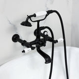 Vintage Three-Handle 2-Hole Tub Wall Mount Clawfoot Tub Faucet with Hand Shower