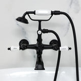 Vintage Three-Handle 2-Hole Tub Wall Mount Clawfoot Tub Faucet with Hand Shower