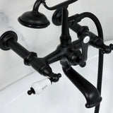 Vintage Three-Handle 2-Hole Tub Wall Mount Clawfoot Tub Faucet with Hand Shower