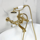 Vintage Three-Handle 2-Hole Tub Wall Mount Clawfoot Tub Faucet with Hand Shower