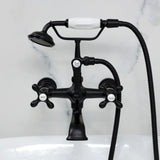 Vintage Three-Handle 2-Hole Tub Wall Mount Clawfoot Tub Faucet with Hand Shower