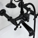 Vintage Three-Handle 2-Hole Tub Wall Mount Clawfoot Tub Faucet with Hand Shower