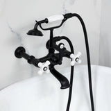 Vintage Three-Handle 2-Hole Tub Wall Mount Clawfoot Tub Faucet with Hand Shower