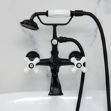 Vintage Three-Handle 2-Hole Tub Wall Mount Clawfoot Tub Faucet with Hand Shower