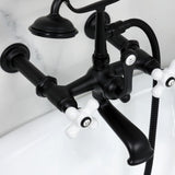 Vintage Three-Handle 2-Hole Tub Wall Mount Clawfoot Tub Faucet with Hand Shower