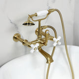 Vintage Three-Handle 2-Hole Tub Wall Mount Clawfoot Tub Faucet with Hand Shower