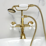 Vintage Three-Handle 2-Hole Tub Wall Mount Clawfoot Tub Faucet with Hand Shower