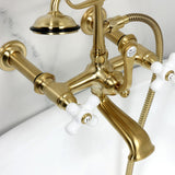 Vintage Three-Handle 2-Hole Tub Wall Mount Clawfoot Tub Faucet with Hand Shower