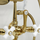 Vintage Three-Handle 2-Hole Tub Wall Mount Clawfoot Tub Faucet with Hand Shower