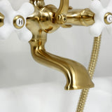 Vintage Three-Handle 2-Hole Tub Wall Mount Clawfoot Tub Faucet with Hand Shower