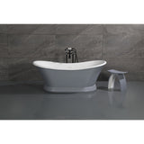 Kingston Three-Handle 2-Hole Freestanding Tub Faucet with Supply Line and Stop Valve