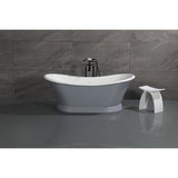 Kingston Three-Handle 2-Hole Freestanding Tub Faucet with Supply Line and Stop Valve