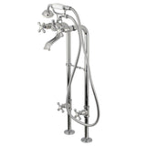 Kingston Three-Handle 2-Hole Freestanding Tub Faucet with Supply Line and Stop Valve