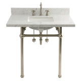 36-Inch Carrara Marble Console Sink Set with Widespread Bathroom Faucet and Plumbing Trim Kit (8-Inch, 3 Hole)