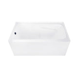 Aqua Eden 54-Inch Acrylic Rectangular 3-Wall Alcove Tub with Armrests, Left Hand Drain