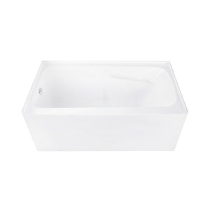 Aqua Eden 54-Inch Acrylic Rectangular 3-Wall Alcove Tub with Armrests, Left Hand Drain