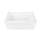 Aqua Eden 54-Inch Acrylic Rectangular 3-Wall Alcove Tub with Armrests, Left Hand Drain