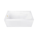 Aqua Eden 54-Inch Acrylic Rectangular 3-Wall Alcove Tub with Armrests, Left Hand Drain