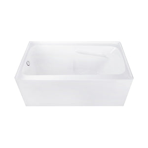 Aqua Eden 54-Inch Acrylic Rectangular 3-Wall Alcove Tub with Armrests, Left Hand Drain