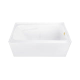 Aqua Eden 54-Inch Acrylic Rectangular 3-Wall Alcove Tub with Armrests, Right Hand Drain