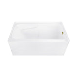 Aqua Eden 54-Inch Acrylic Rectangular 3-Wall Alcove Tub with Armrests, Right Hand Drain