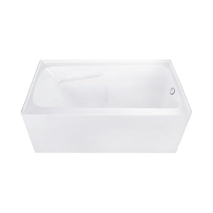 Aqua Eden 54-Inch Acrylic Rectangular 3-Wall Alcove Tub with Armrests, Right Hand Drain