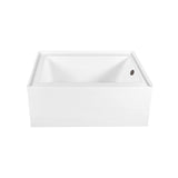 Aqua Eden 60-Inch Acrylic Rectangular 3-Wall Alcove Tub, Right Hand Drain