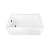 Aqua Eden 60-Inch Acrylic Rectangular 3-Wall Alcove Tub, Left Hand Drain