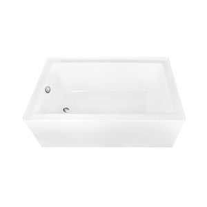 Aqua Eden 60-Inch Acrylic Rectangular 3-Wall Alcove Tub, Left Hand Drain