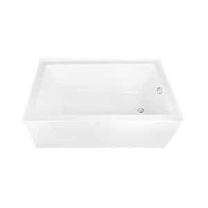 Aqua Eden 60-Inch Acrylic Rectangular 3-Wall Alcove Tub, Right Hand Drain