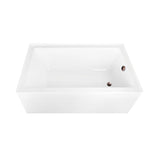 Aqua Eden 60-Inch Acrylic Rectangular 3-Wall Alcove Tub, Right Hand Drain