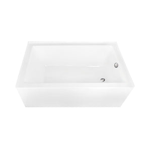 Aqua Eden 60-Inch Acrylic Rectangular 3-Wall Alcove Tub, Right Hand Drain