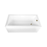 Aqua Eden 66-Inch Acrylic Rectangular 3-Wall Alcove Tub, Right Hand Drain