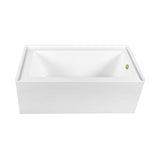 Aqua Eden 60-Inch Acrylic Rectangular 3-Wall Alcove Tub, Right Hand Drain