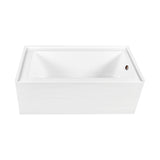 Aqua Eden 60-Inch Acrylic Rectangular 3-Wall Alcove Tub, Right Hand Drain