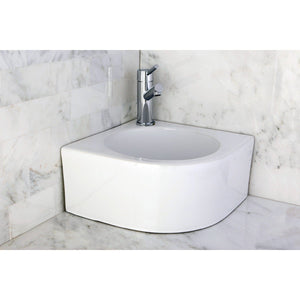 Manhattan 14-1/8 Inch Ceramic Corner Bathroom Sink (Single Hole)