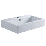 Century 23-5/8 Inch Ceramic Rectangular Semi-Recessed Vessel Sink (4 Inch Centers)