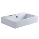 Century 23-5/8 Inch Ceramic Rectangular Semi-Recessed Vessel Sink (8 Inch Centers)