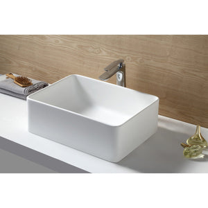 Arcticstone 19-11/16 Inch Solid Surface White Stone Rectangular Vessel Sink