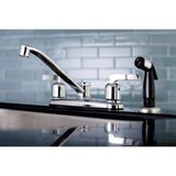 Centurion Two-Handle 4-Hole 8" Centerset Kitchen Faucet with Side Sprayer