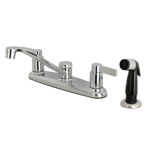 NuvoFusion Two-Handle 4-Hole 8" Centerset Kitchen Faucet with Side Sprayer